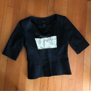 Smythe Black Square-Neck Top with Ivory Bust Panel
